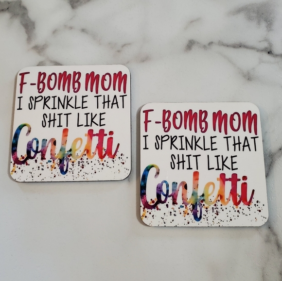 2 Pack F-BOMB MOM Coasters - Picture 3 of 5